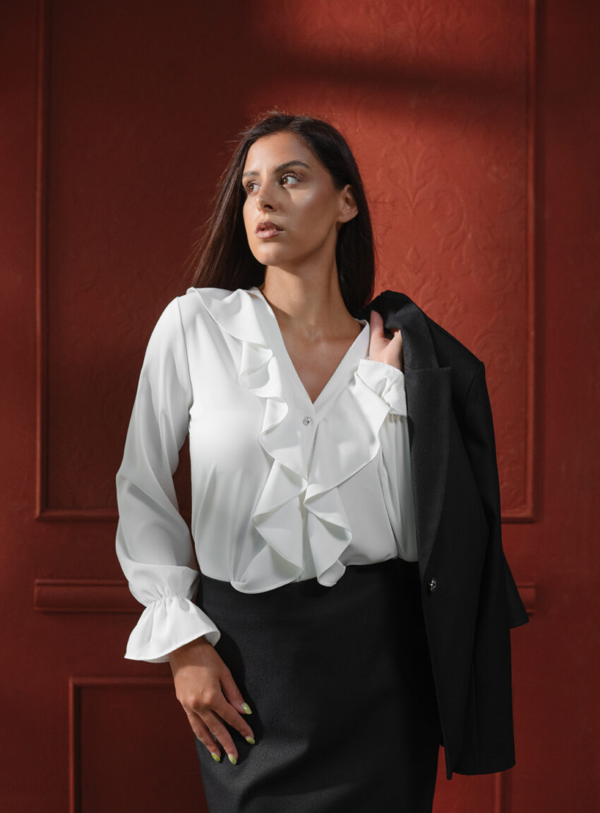 Bela elegantna bluza J5BL4015